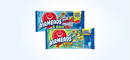 2 Airheads 5 bar packs in assorted flavors and sour.