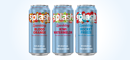 3 Splash Refresher™ cans lined up in a row.