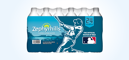 24-pack of Zephyrhills® water bottles.