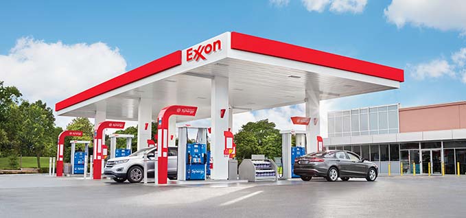 A gas station with Exxon Canopy A gas station with Exxon Canopy
